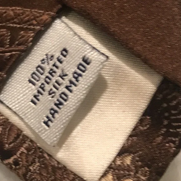 Sean John Paisley Silk Tie Mens Necktie Brown Handmade Festival Hipster Preppy - Picture 5 of 6